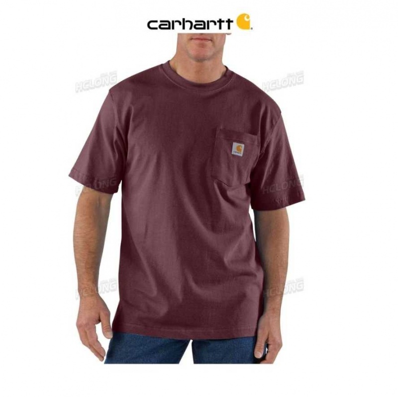 Carhartt Loose Fit Heavyweight Korta-Sleeve Pocket T-Shirt Port | SE0001312