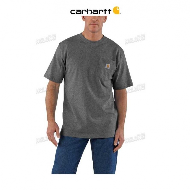 Carhartt Loose Fit Heavyweight Korta-Sleeve Pocket T-Shirt Carbon Heather | SE0001314