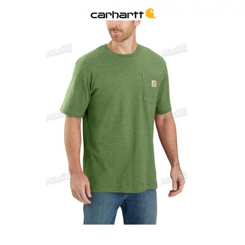 Carhartt Loose Fit Heavyweight Korta-Sleeve Pocket T-Shirt Arborvitae Heather | SE0001317