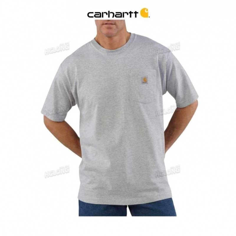 Carhartt Loose Fit Heavyweight Korta-Sleeve Pocket T-Shirt Heather Gray | SE0001318