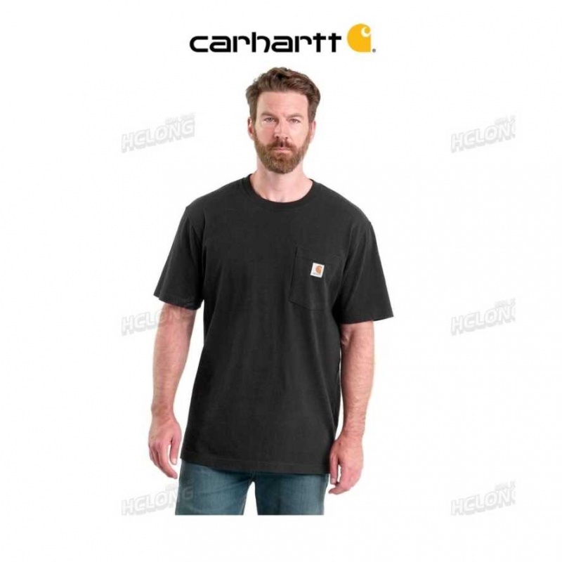 Carhartt Loose Fit Heavyweight Korta-Sleeve Pocket T-Shirt Svarta | SE0001319