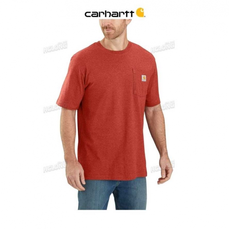 Carhartt Loose Fit Heavyweight Korta-Sleeve Pocket T-Shirt Chili Pepper Heather | SE0001321