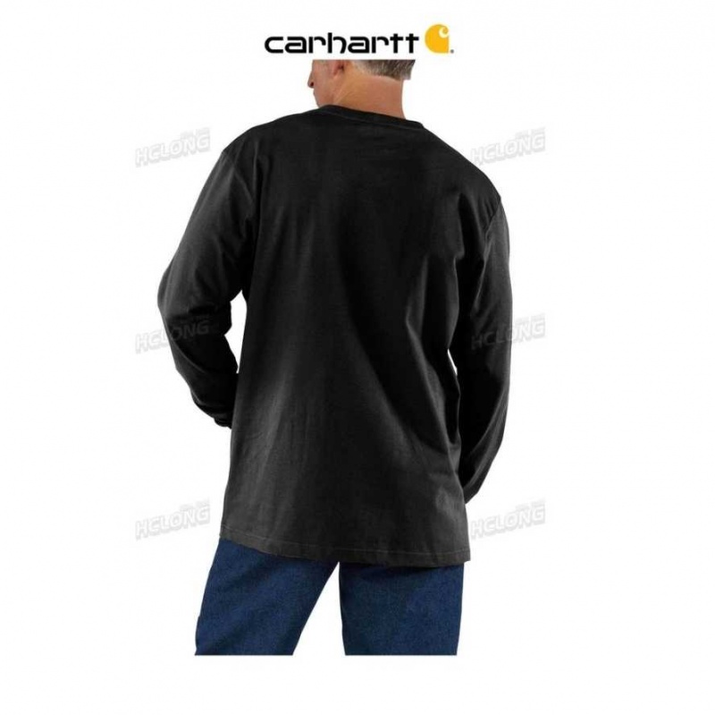 Carhartt Loose Fit Heavyweight Long-Sleeve Pocket T-Shirt Svarta | SE0001251