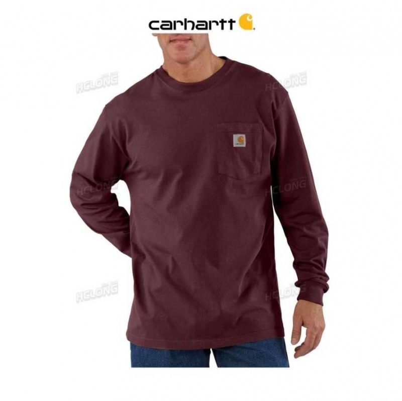 Carhartt Loose Fit Heavyweight Long-Sleeve Pocket T-Shirt Port | SE0001252