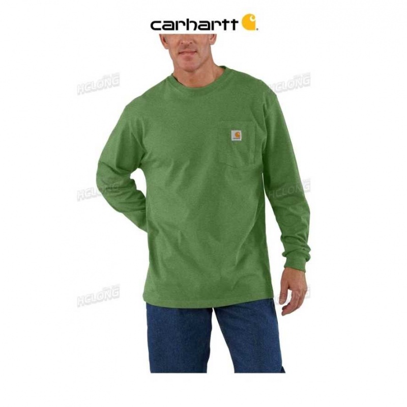 Carhartt Loose Fit Heavyweight Long-Sleeve Pocket T-Shirt Arborvitae Heather | SE0001258