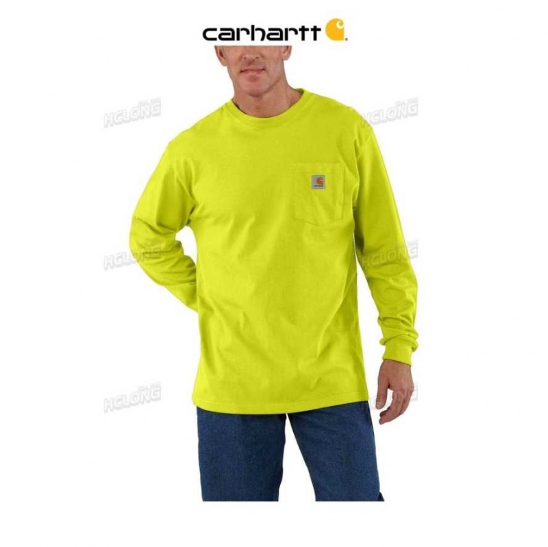 Carhartt Loose Fit Heavyweight Long-Sleeve Pocket T-Shirt Brite Lime | SE0001259