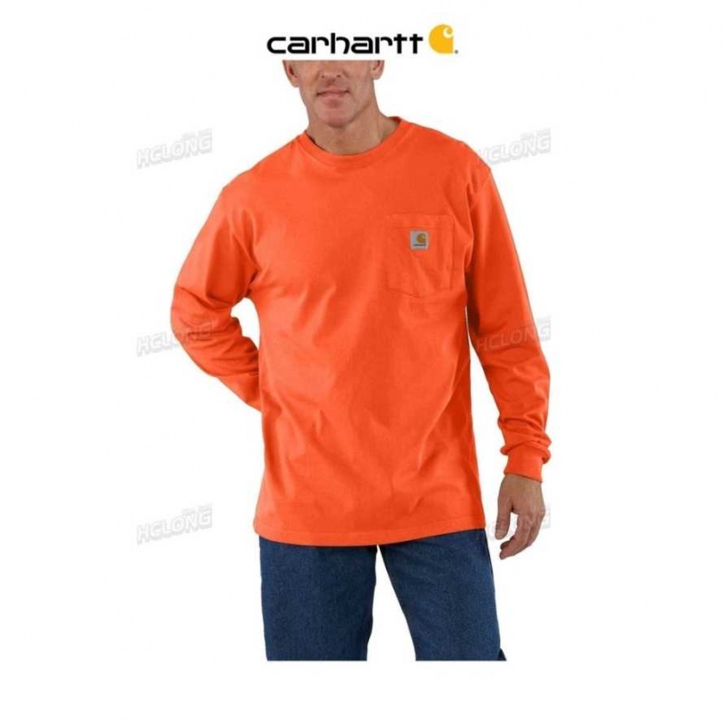 Carhartt Loose Fit Heavyweight Long-Sleeve Pocket T-Shirt Orange | SE0001260