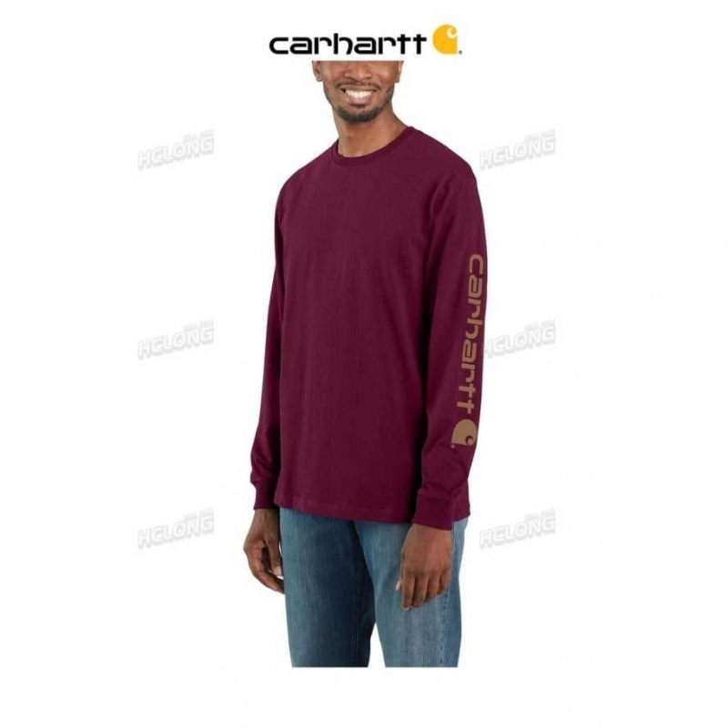 Carhartt Loose Fit Heavyweight Long-Sleeve Logo Sleeve Tryck T-Shirt Port | SE0001287