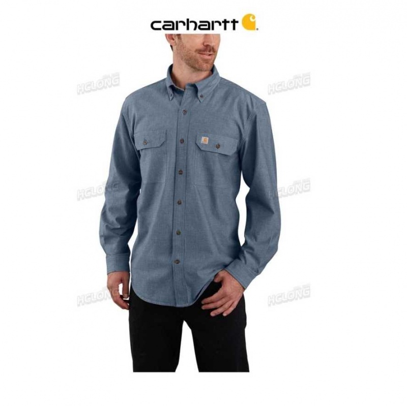 Carhartt Loose Fit Midweight Chambray Long-Sleeve Shirt Blå | SE0001151