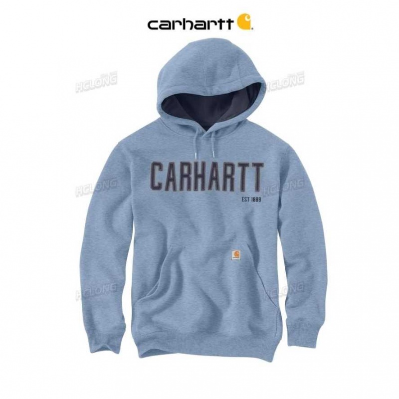 Carhartt Loose Fit Midweight Felt Logo Tryck Sweatshirt Blå | SE0000474