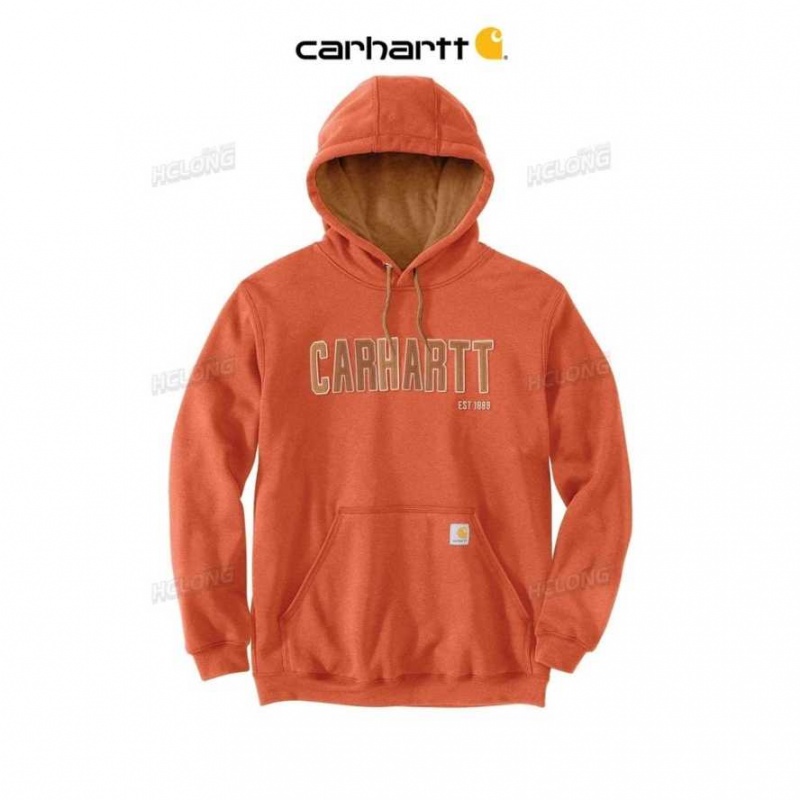 Carhartt Loose Fit Midweight Felt Logo Tryck Sweatshirt Orange | SE0000476