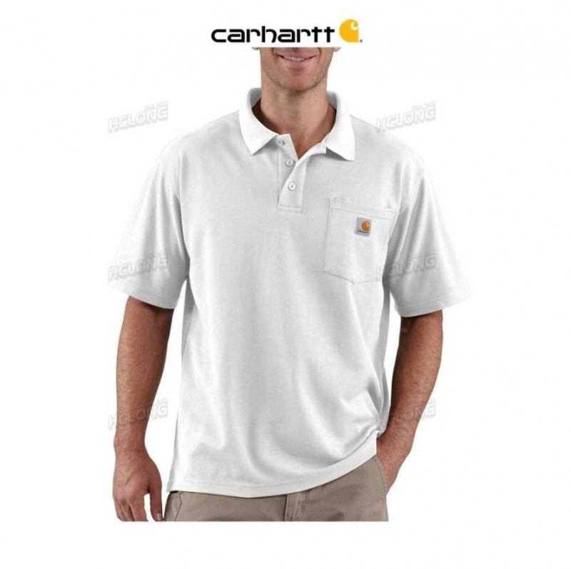 Carhartt Loose Fit Midweight Korta-Sleeve Pocket Polo Vita | SE0001290