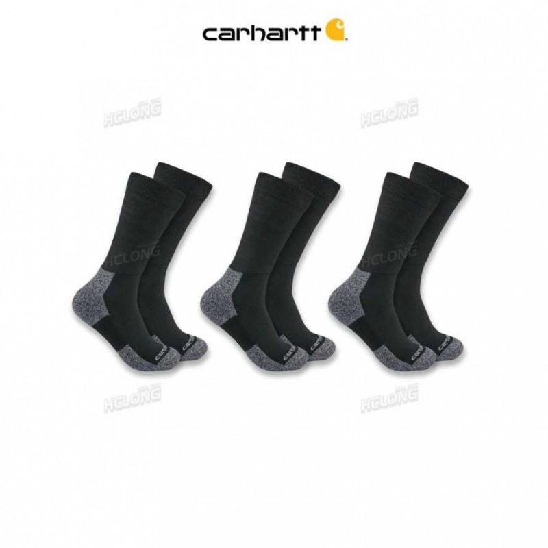 Carhartt Lätta Stretch Top Crew Sock 3-Pack Svarta | SE0002697