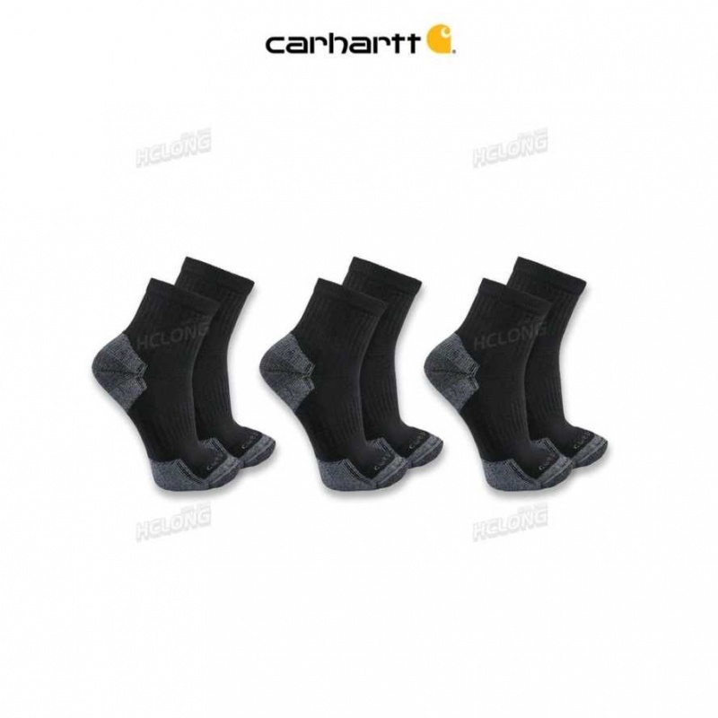 Carhartt Midweight Bomull Blend Quarter Sock 3-Pack Svarta | SE0002785