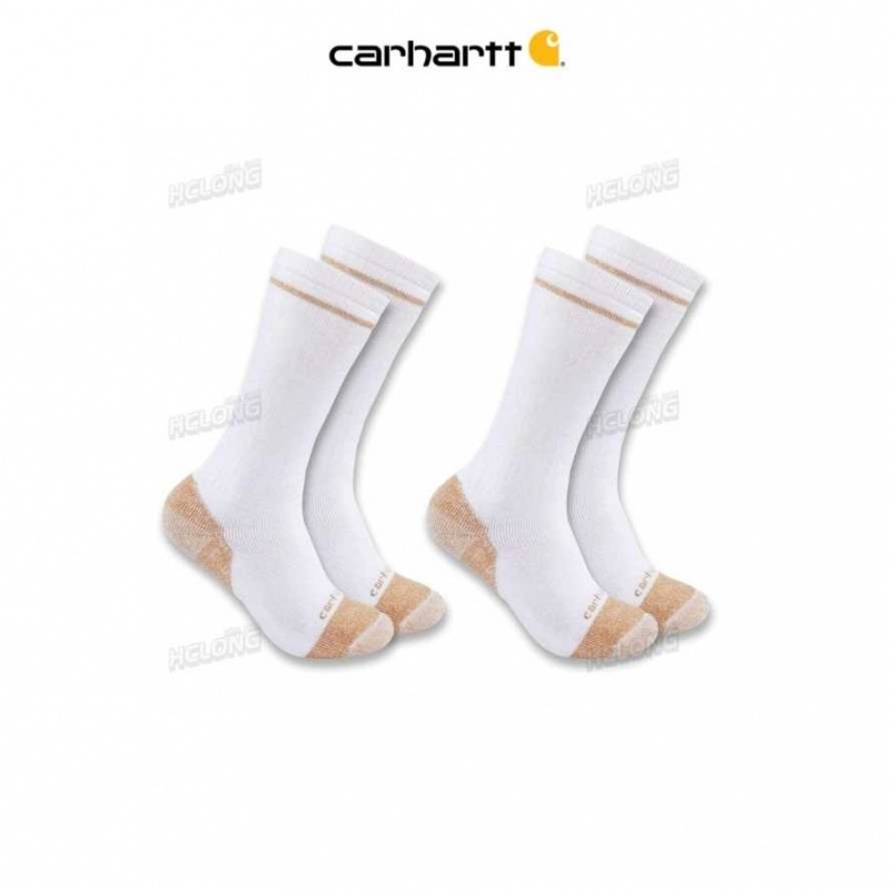 Carhartt Midweight Bomull Blend Steel Tå Boot Sock 2-Pack Vita | SE0002654