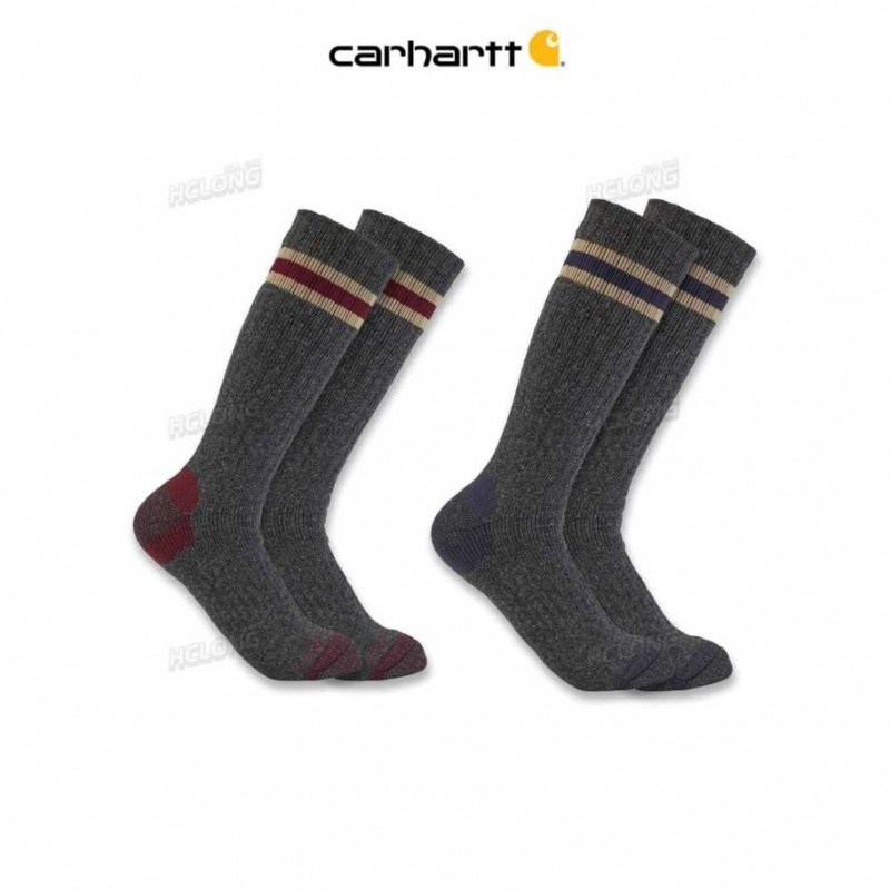 Carhartt Midweight Camp Boot Sock 2-Pack Charcoal | SE0002687