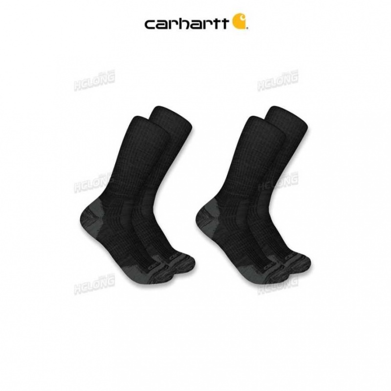 Carhartt Midweight Syntetiskt-Ull Blend Crew Sock 2-Pack Svarta | SE0002749