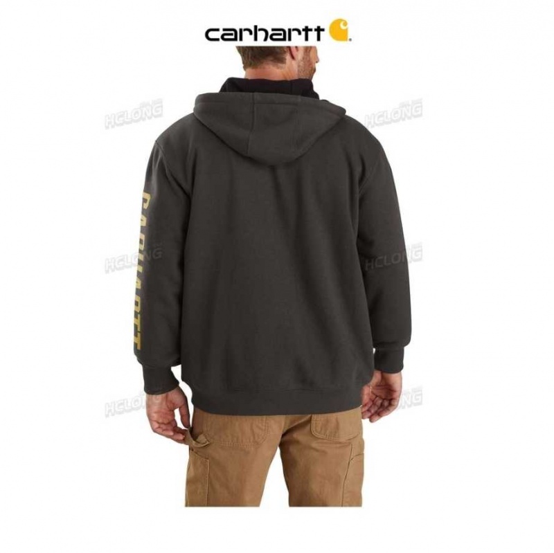 Carhartt Rain Defender Loose Fit Fodrade Logo Tryck Sweatshirt Peat | SE0000443