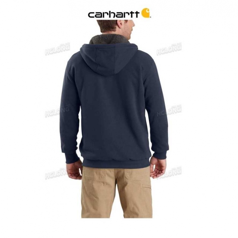 Carhartt Rain Defender Relaxed Fit Midweight Sherpa-Fodrade Full-Zip Sweatshirt Marinblå | SE0000425