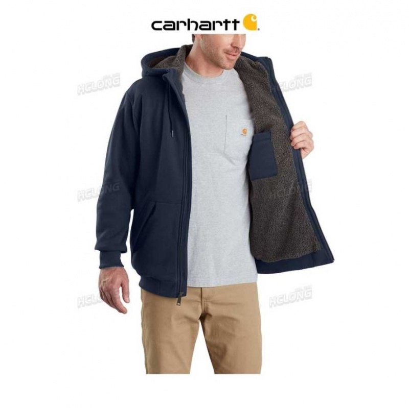 Carhartt Rain Defender Relaxed Fit Midweight Sherpa-Fodrade Full-Zip Sweatshirt Marinblå | SE0000425