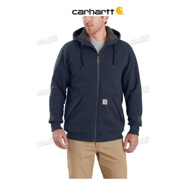 Carhartt Rain Defender Relaxed Fit Midweight Sherpa-Fodrade Full-Zip Sweatshirt Marinblå | SE0000425