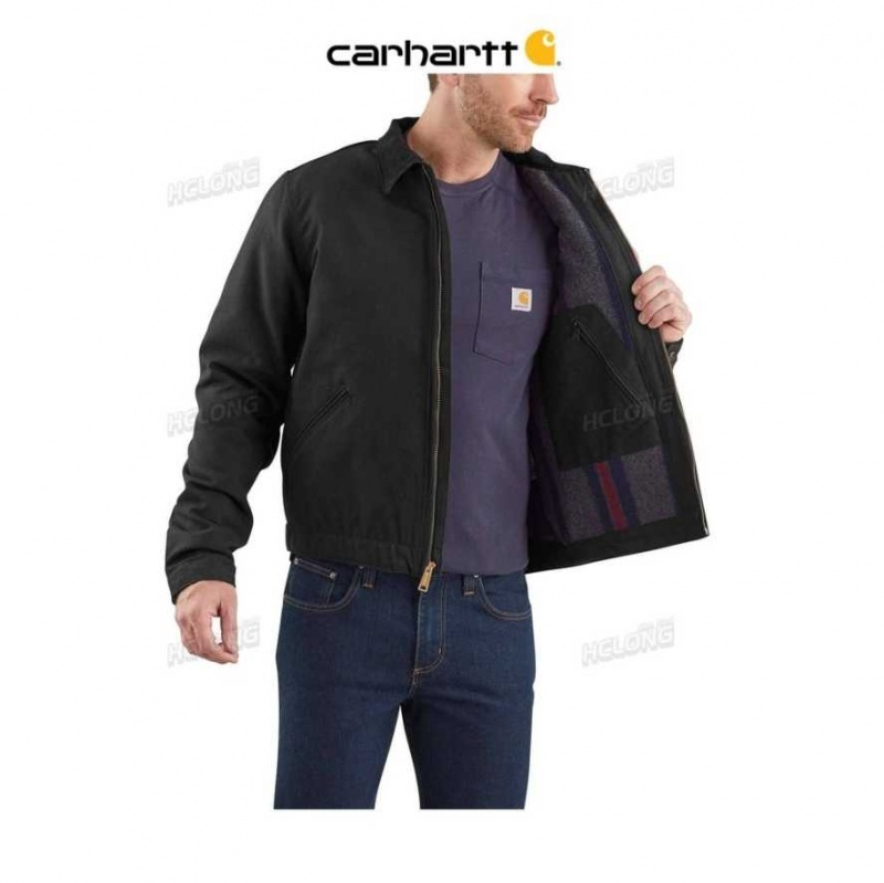 Carhartt Relaxed Fit Duck Blanket-Fodrade Detroit Jacket Svarta | SE0000139