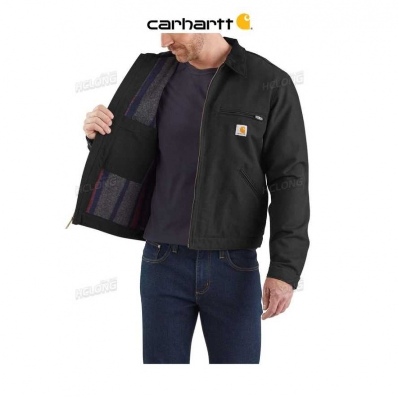 Carhartt Relaxed Fit Duck Blanket-Fodrade Detroit Jacket Svarta | SE0000139