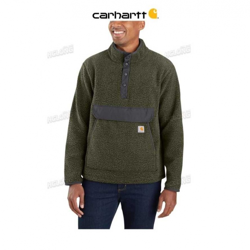 Carhartt Relaxed Fit Fleece Snap Front Jacket Basil Heather | SE0000179