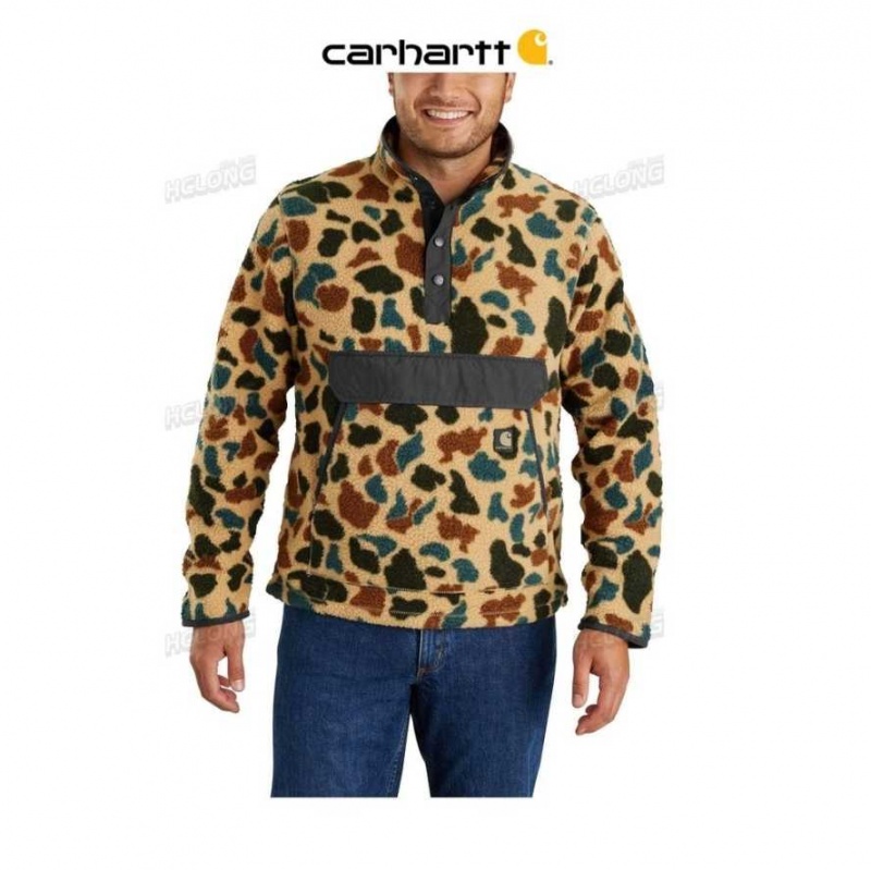 Carhartt Relaxed Fit Fleece Snap Front Jacket Camo | SE0000184