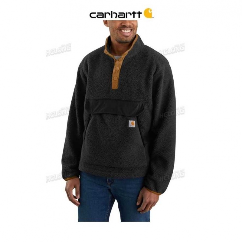 Carhartt Relaxed Fit Fleece Snap Front Jacket Svarta | SE0000185