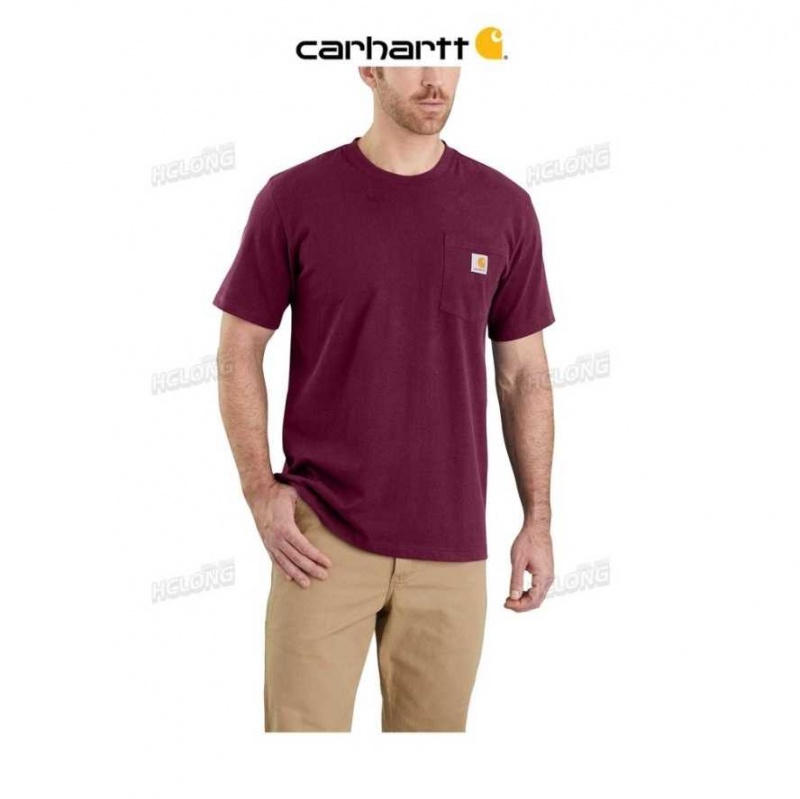 Carhartt Relaxed Fit Heavyweight Korta-Sleeve Pocket T-Shirt Port | SE0001118