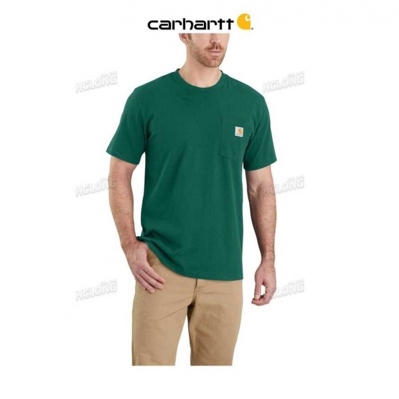 Carhartt Relaxed Fit Heavyweight Korta-Sleeve Pocket T-Shirt North Woods Heather | SE0001121