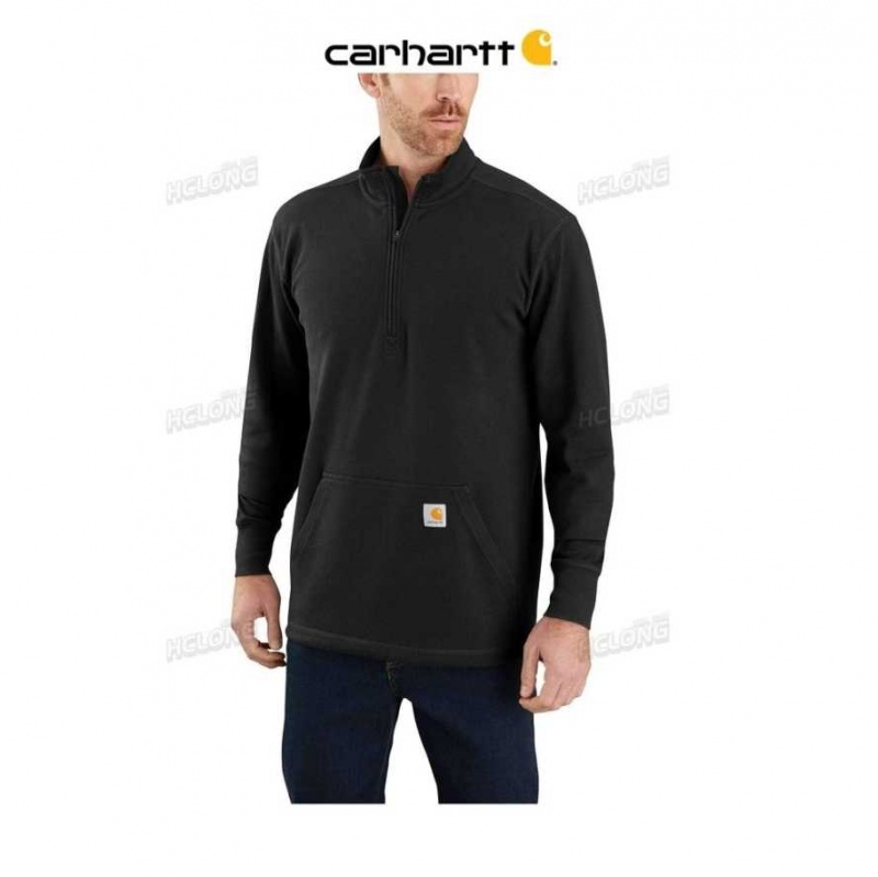 Carhartt Relaxed Fit Heavyweight Long-Sleeve 1 2 Zip Thermal Shirt Svarta | SE0001166