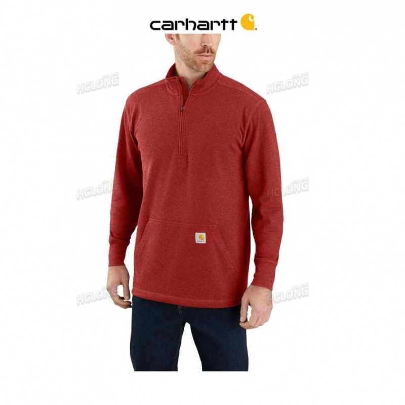 Carhartt Relaxed Fit Heavyweight Long-Sleeve 1 2 Zip Thermal Shirt Chili Pepper Heather | SE0001168