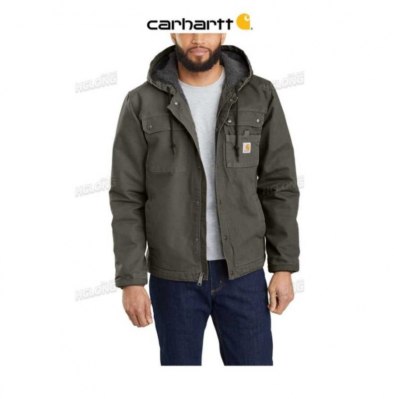 Carhartt Relaxed Fit Washed Duck Sherpa-Fodrade Utility Jacket Moss | SE0000135