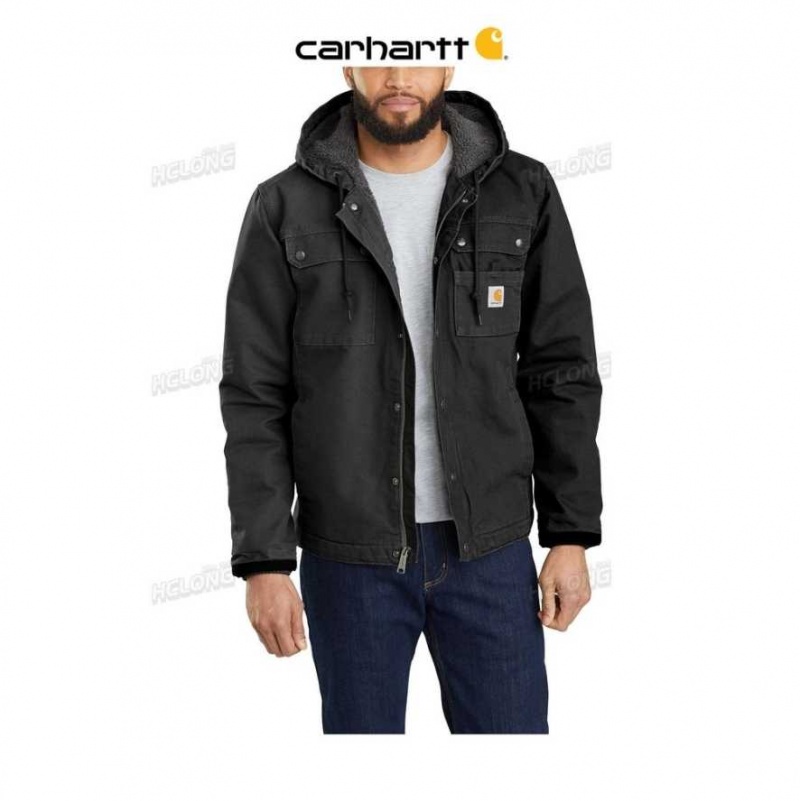 Carhartt Relaxed Fit Washed Duck Sherpa-Fodrade Utility Jacket Svarta | SE0000136