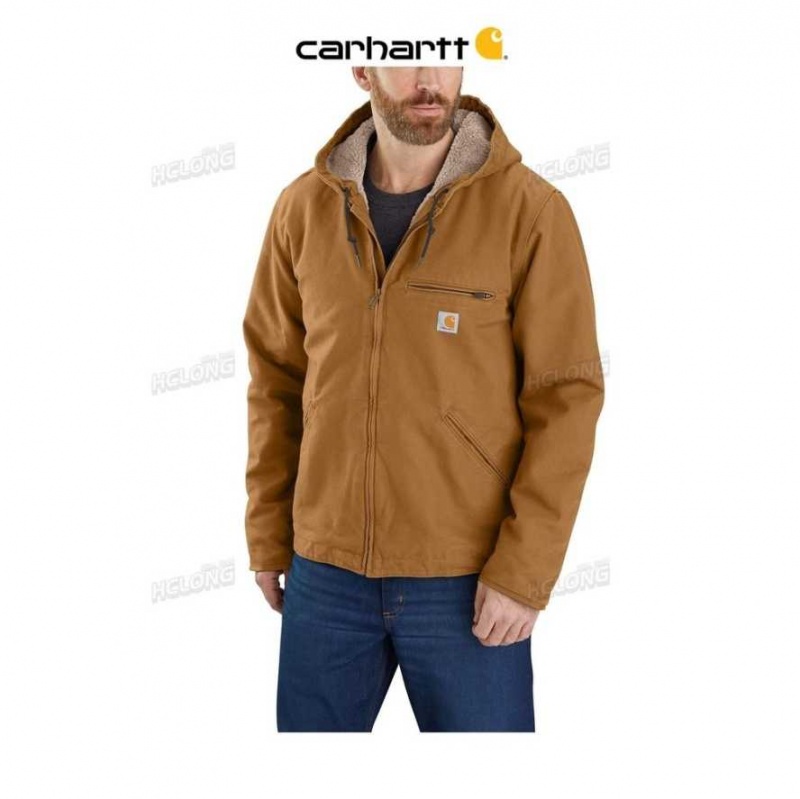 Carhartt Relaxed Fit Washed Duck Sherpa-Fodrade Jacket Bruna | SE0000163