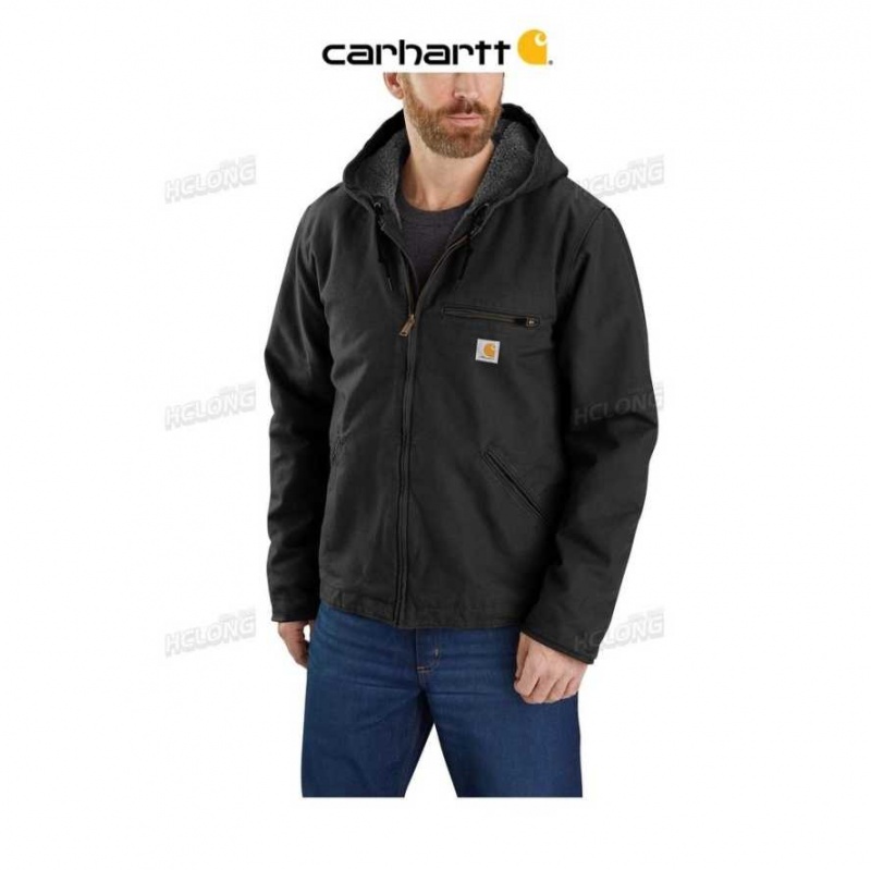 Carhartt Relaxed Fit Washed Duck Sherpa-Fodrade Jacket Svarta | SE0000165