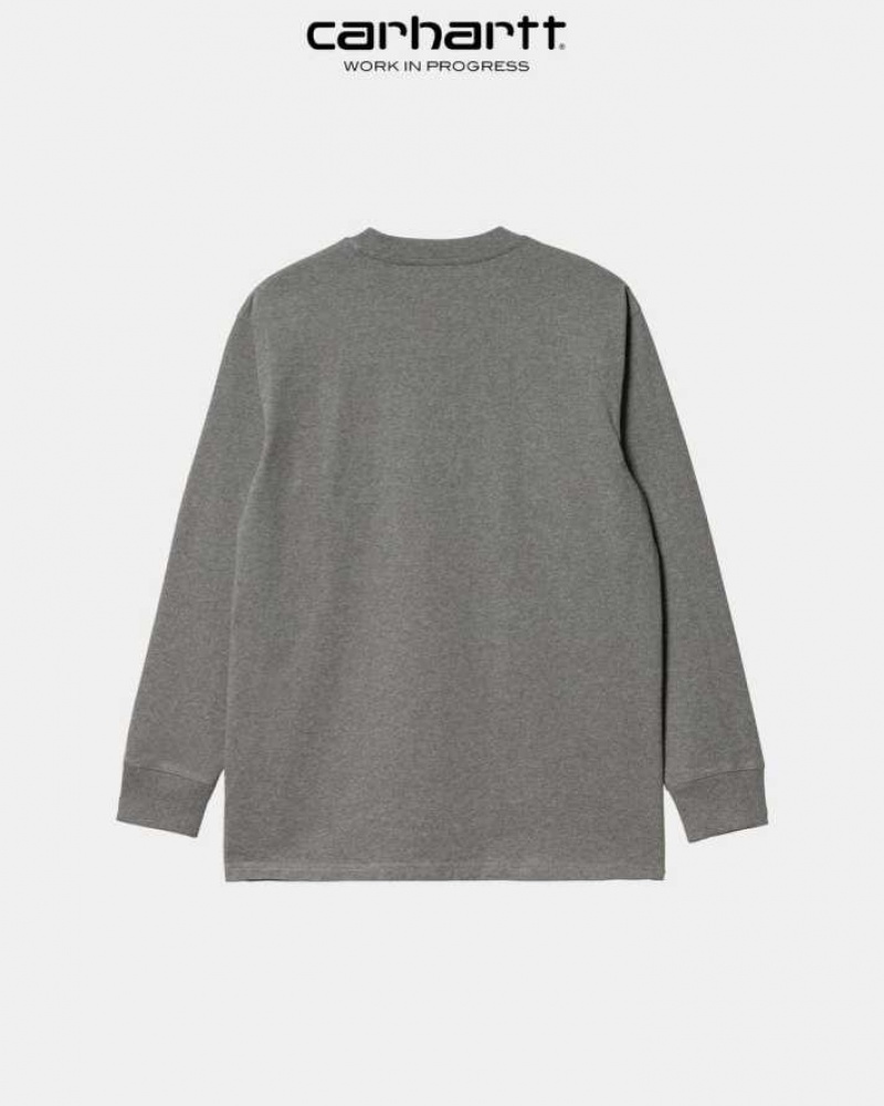 Carhartt Wip American Script Long Sleeve T-Shirt Mörkgrå | SE0000801