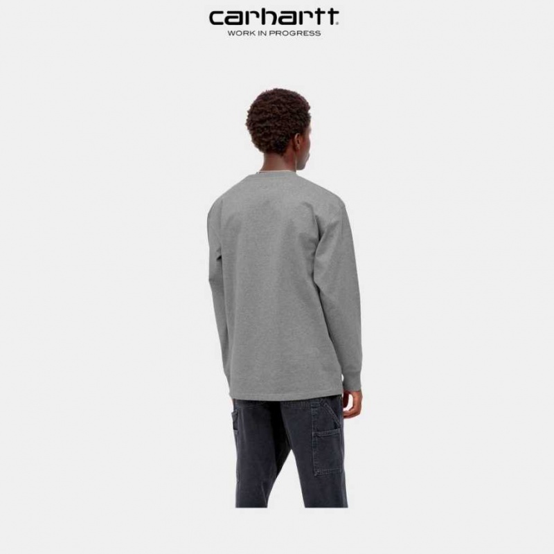 Carhartt Wip American Script Long Sleeve T-Shirt Mörkgrå | SE0000801