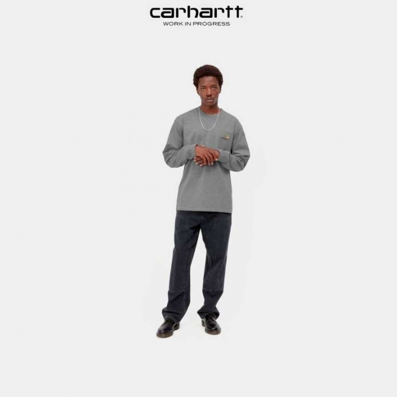 Carhartt Wip American Script Long Sleeve T-Shirt Mörkgrå | SE0000801