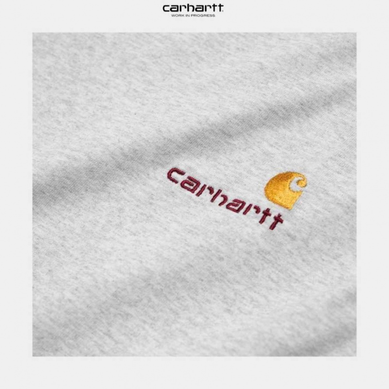 Carhartt Wip American Script Long Sleeve T-Shirt Ash Heather | SE0000802