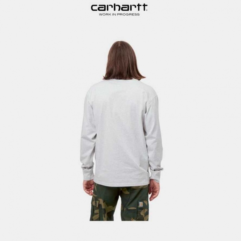 Carhartt Wip American Script Long Sleeve T-Shirt Ash Heather | SE0000802