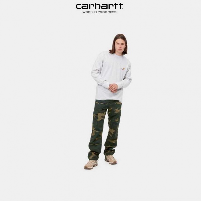 Carhartt Wip American Script Long Sleeve T-Shirt Ash Heather | SE0000802