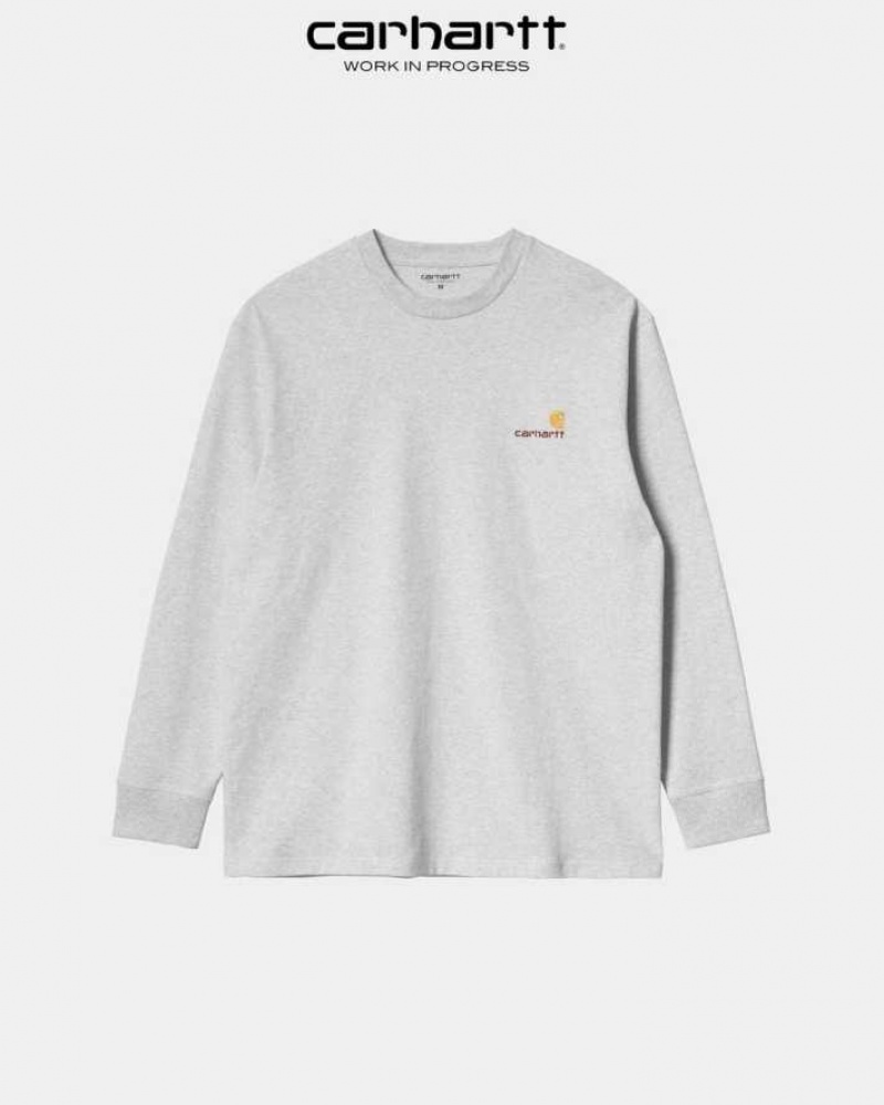 Carhartt Wip American Script Long Sleeve T-Shirt Ash Heather | SE0000802