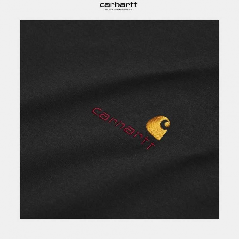 Carhartt Wip American Script Long Sleeve T-Shirt Svarta | SE0000803