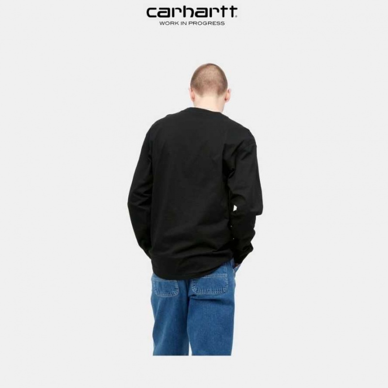 Carhartt Wip American Script Long Sleeve T-Shirt Svarta | SE0000803