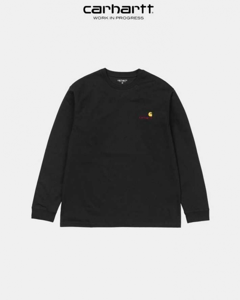 Carhartt Wip American Script Long Sleeve T-Shirt Svarta | SE0000803