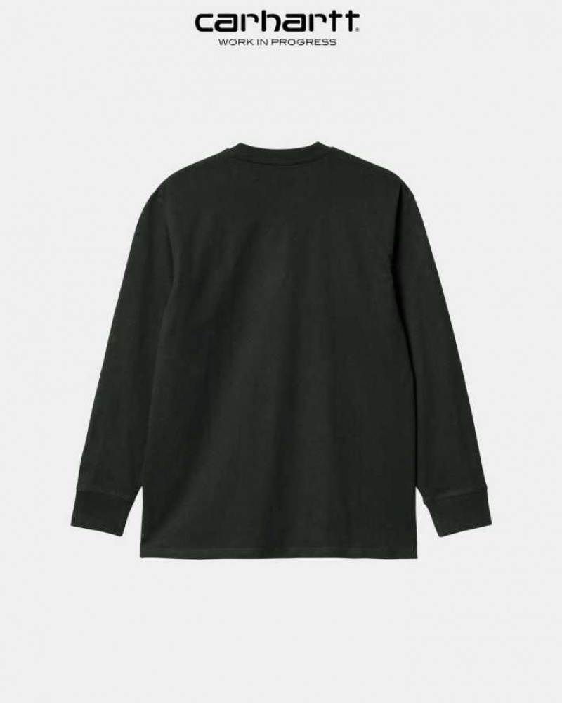 Carhartt Wip American Script Long Sleeve T-Shirt Mörk | SE0000805