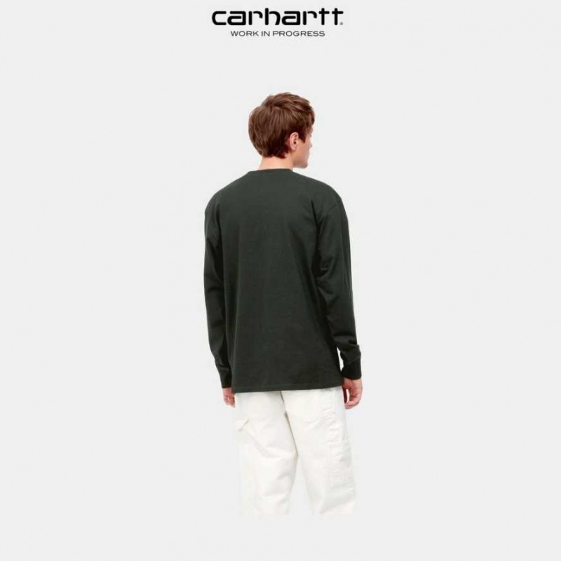 Carhartt Wip American Script Long Sleeve T-Shirt Mörk | SE0000805